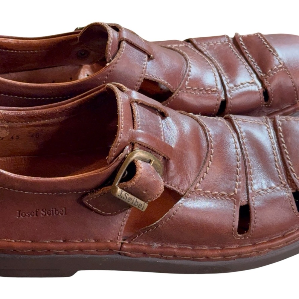 Josef‎ Seibel Men's Brown Leather Buckle Fishermans Sandals Size 11.5 M - Picture 6 of 14
